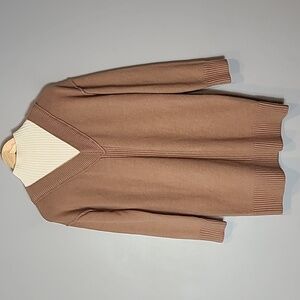 River Island Mocha sweater shirt dress Mock neck Blokette Preppy Academia Small‎